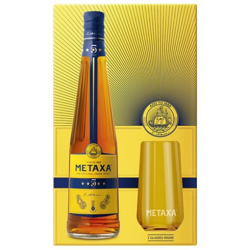 Slika METAXA 5 STARS 0,7 l + 2 ČAŠE 