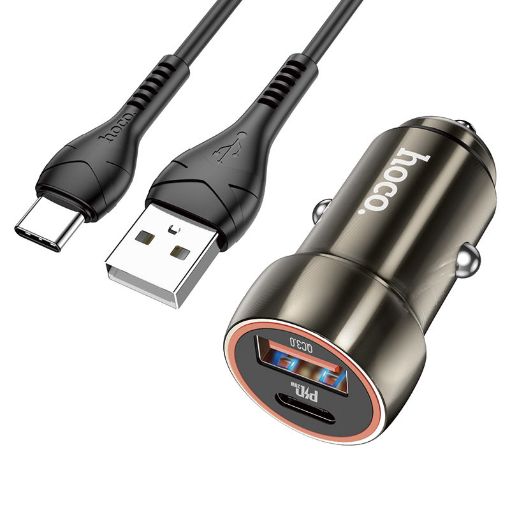 Slika A.P. HOCO Z46A TYPE C + USB QC3.0 20W+cable Iph metal gray